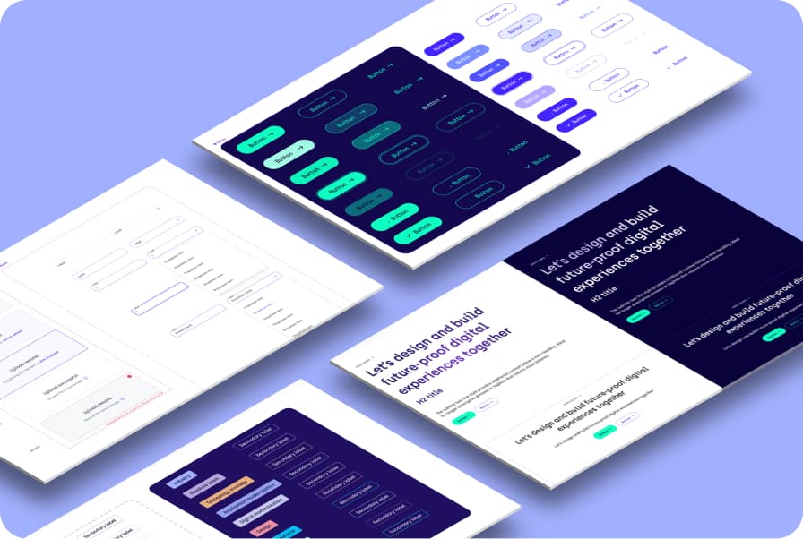 Resolute UI library examples demonstrating reusable buttons, components, layouts, and light and dark interface styles